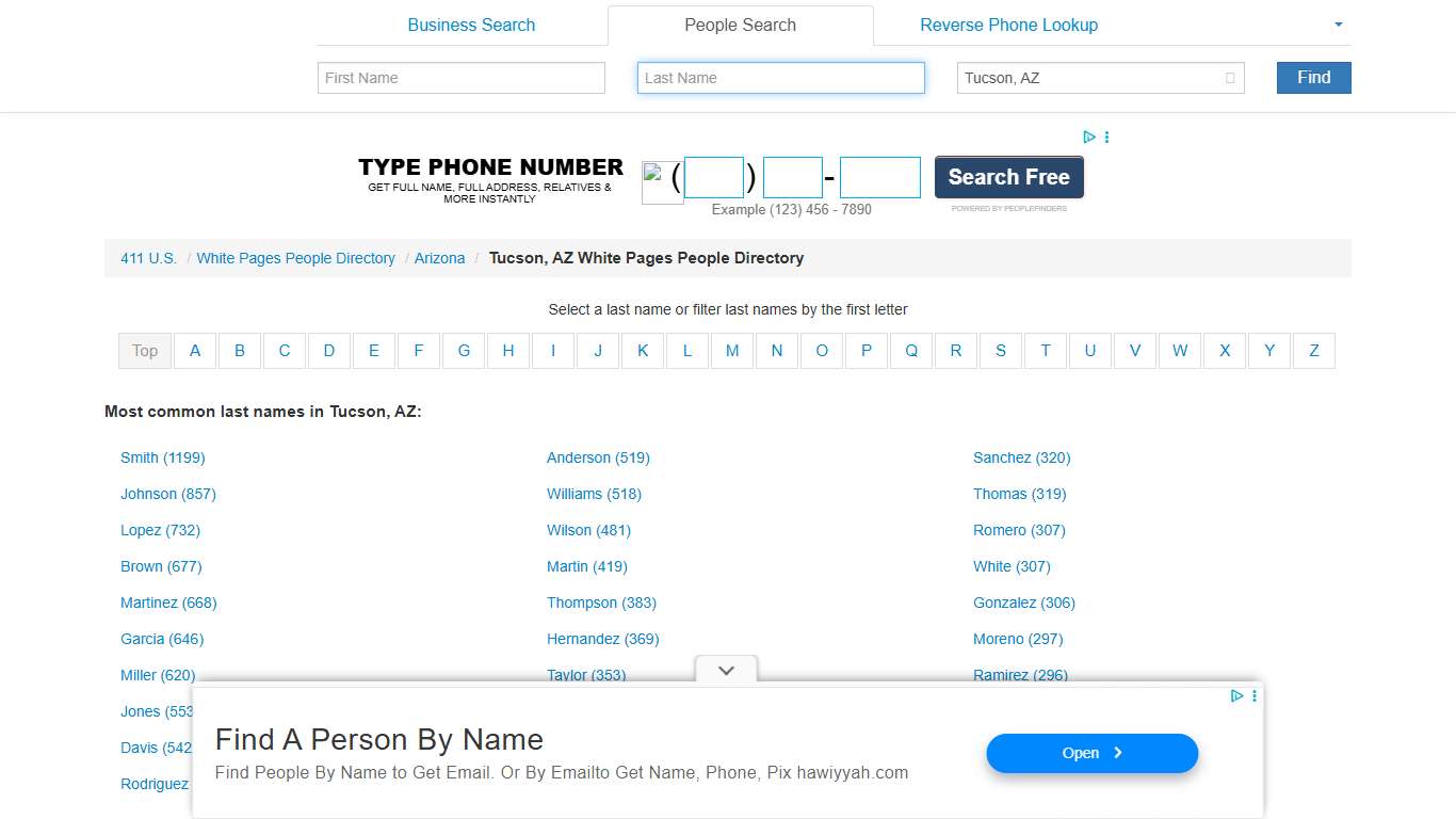 Tucson, AZ White Pages People Directory - 411.info™